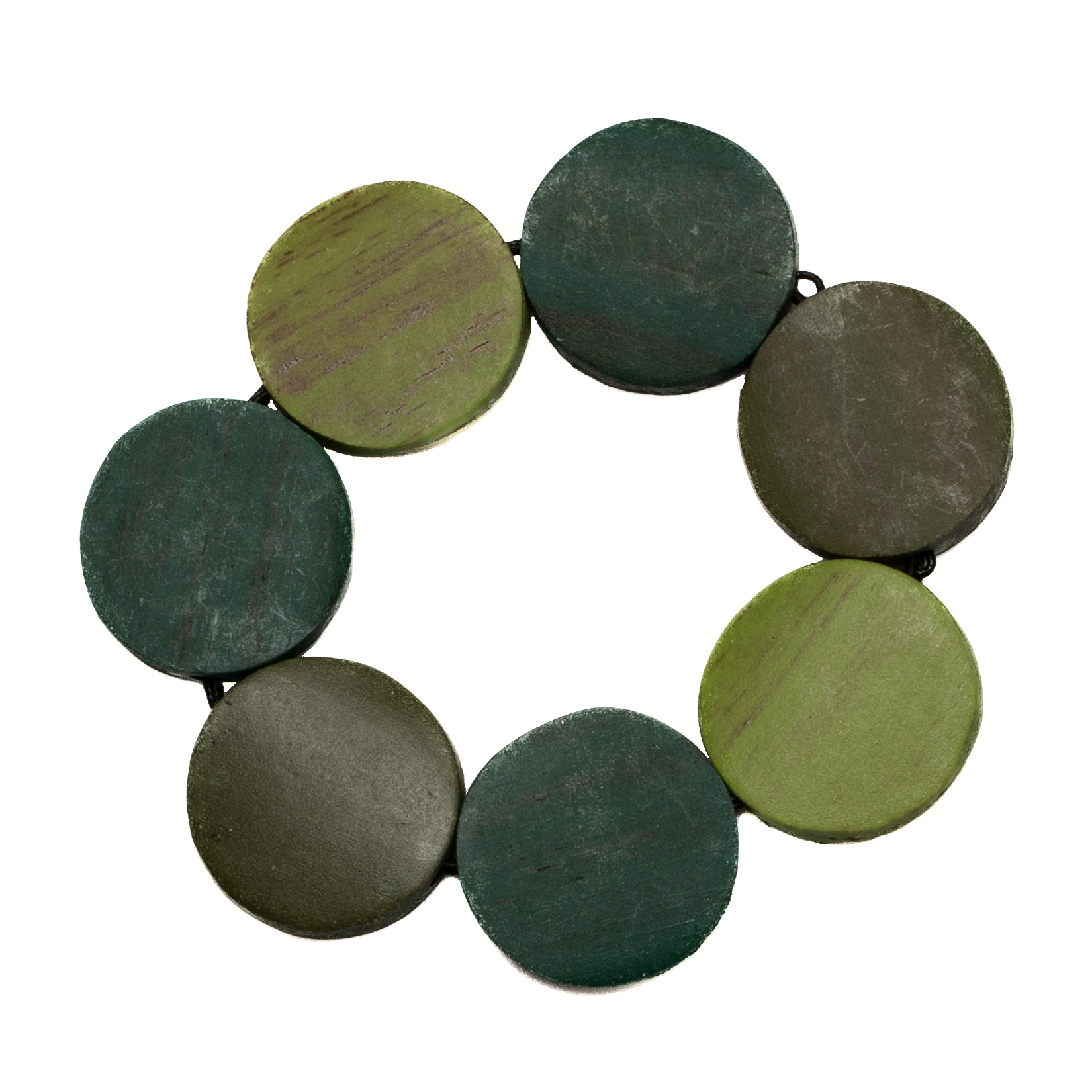 Elasticated Wooden Disk Bracelet