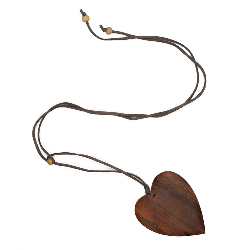 Tinted Wood Heart Necklace