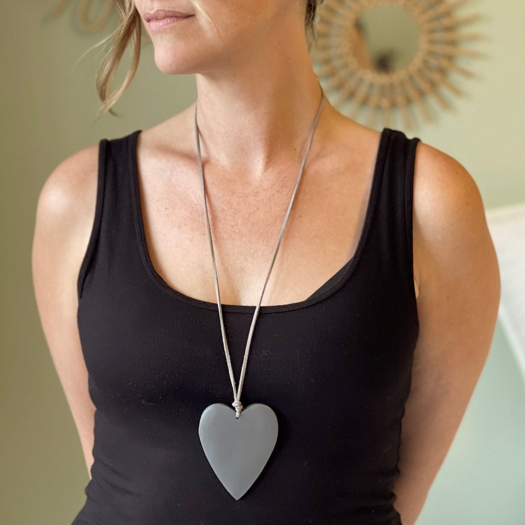 Tinted Wood Heart Necklace