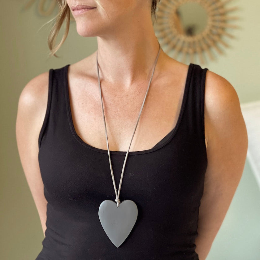Tinted Wood Heart Necklace