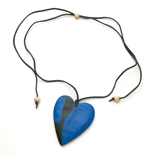 Tinted Wood Heart Necklace
