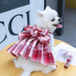 Plaid Bow Dress Dog Harness and Leash Set | Dog Walking Outfit