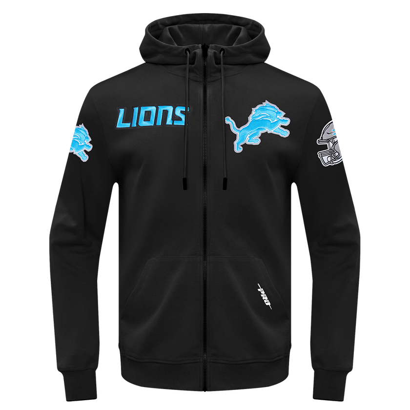 NFL DETROIT LIONS CLASSIC WIND SUIT MEN'S WOVEN FULL ZIP PULLOVER HOODIE FDL5410693-BLK