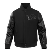 NFL DETROIT LIONS TRIPLE BLACK MEN'S MEN'S WOOL VARSITY JACKET FDL6410284-3BK