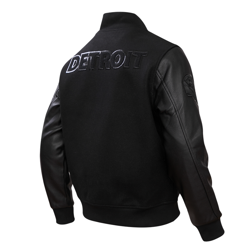 NFL DETROIT LIONS TRIPLE BLACK MEN'S MEN'S WOOL VARSITY JACKET FDL6410284-3BK