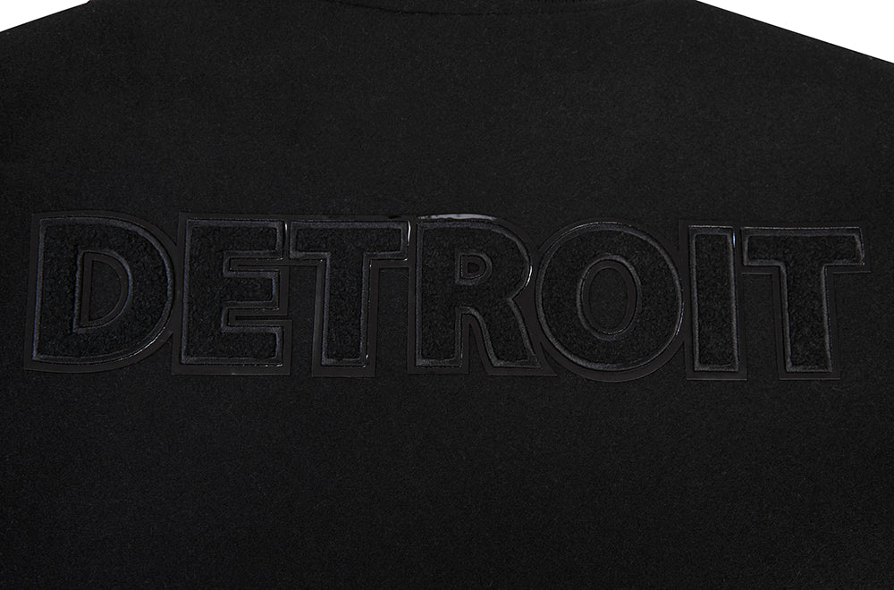 NFL DETROIT LIONS TRIPLE BLACK MEN'S MEN'S WOOL VARSITY JACKET FDL6410284-3BK