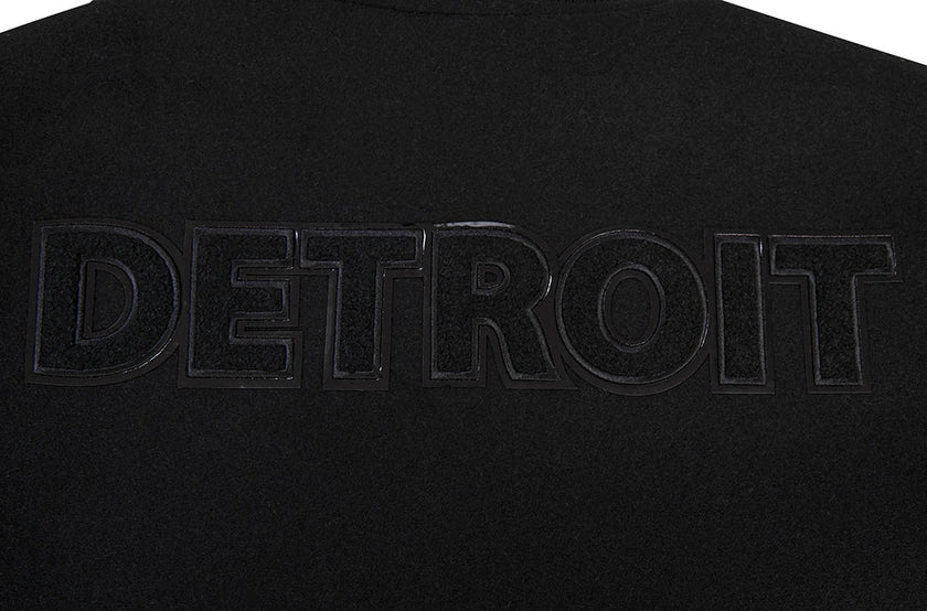 NFL DETROIT LIONS TRIPLE BLACK MEN'S MEN'S WOOL VARSITY JACKET FDL6410284-3BK