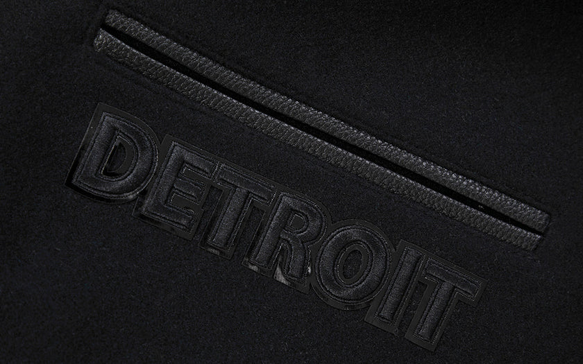 NFL DETROIT LIONS TRIPLE BLACK MEN'S MEN'S WOOL VARSITY JACKET FDL6410284-3BK