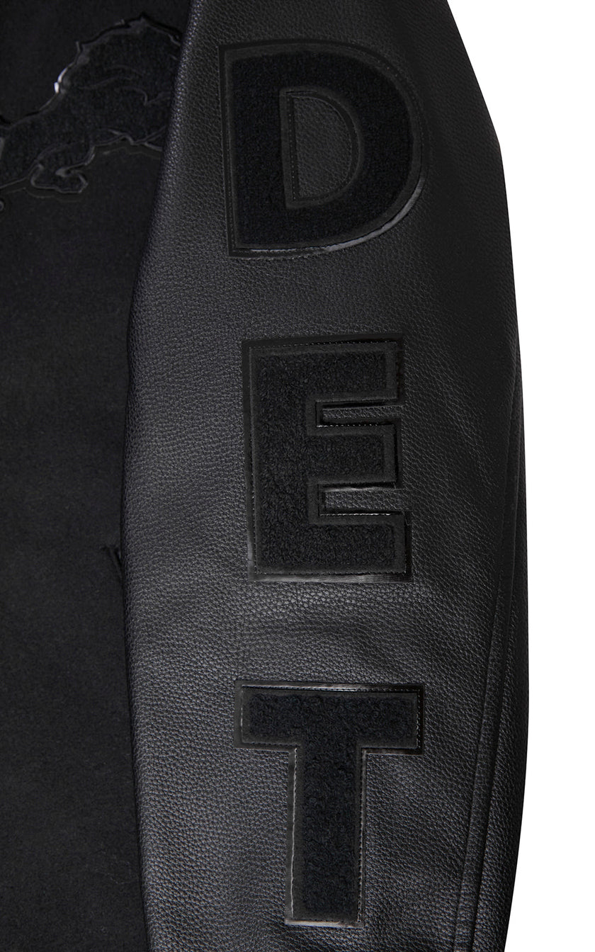 NFL DETROIT LIONS TRIPLE BLACK MEN'S MEN'S WOOL VARSITY JACKET FDL6410284-3BK