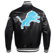 NFL DETROIT LIONS MASHUP MEN'S RIB SATIN JACKET FDL6410476-BLK