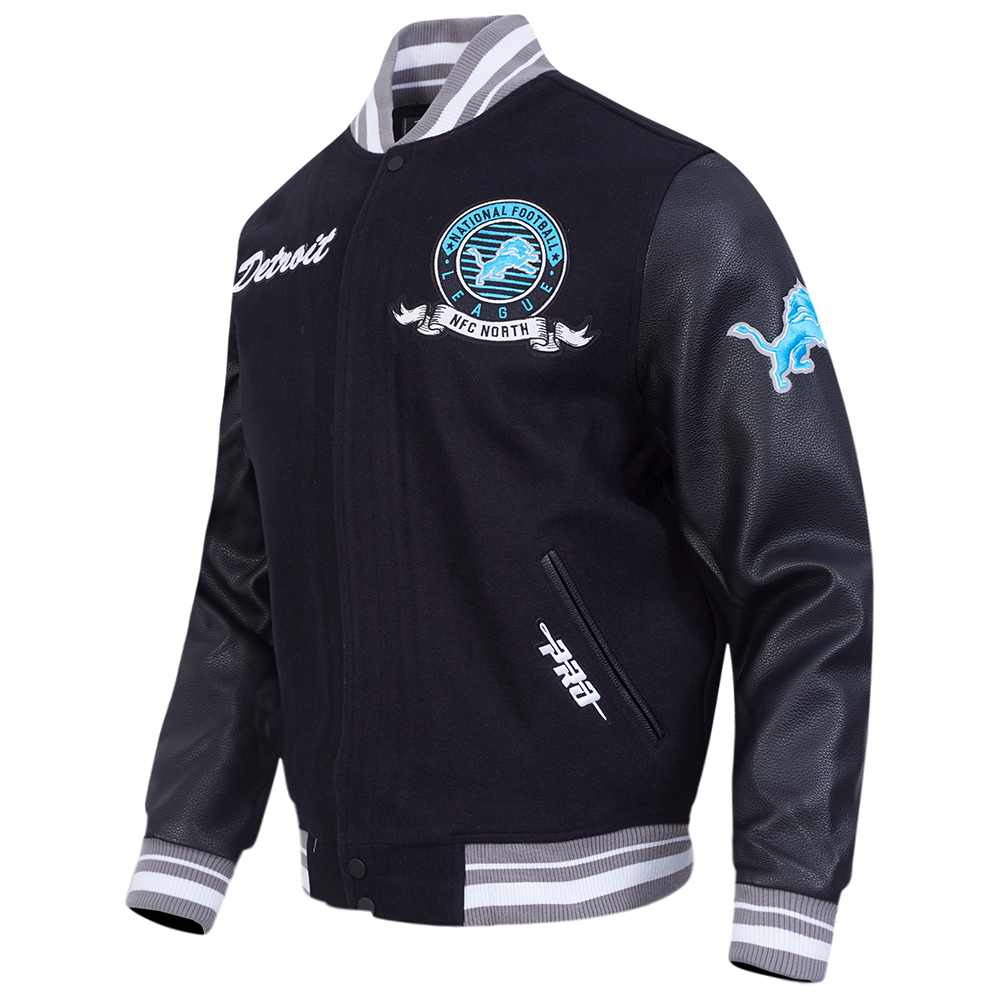 NFL DETROIT LIONS TEAM BADGE MEN'S RIB WOOL VARSITY JACKET FDL6411051-BGY