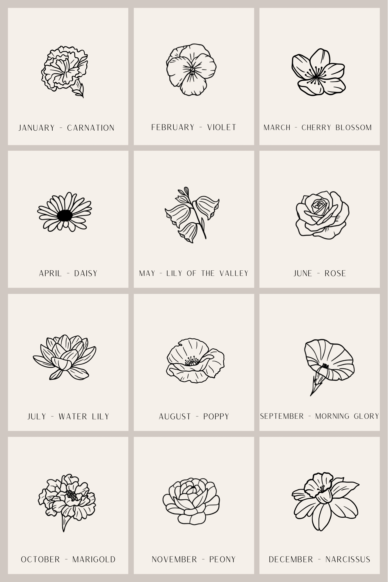 Floral Birth Month Necklaces