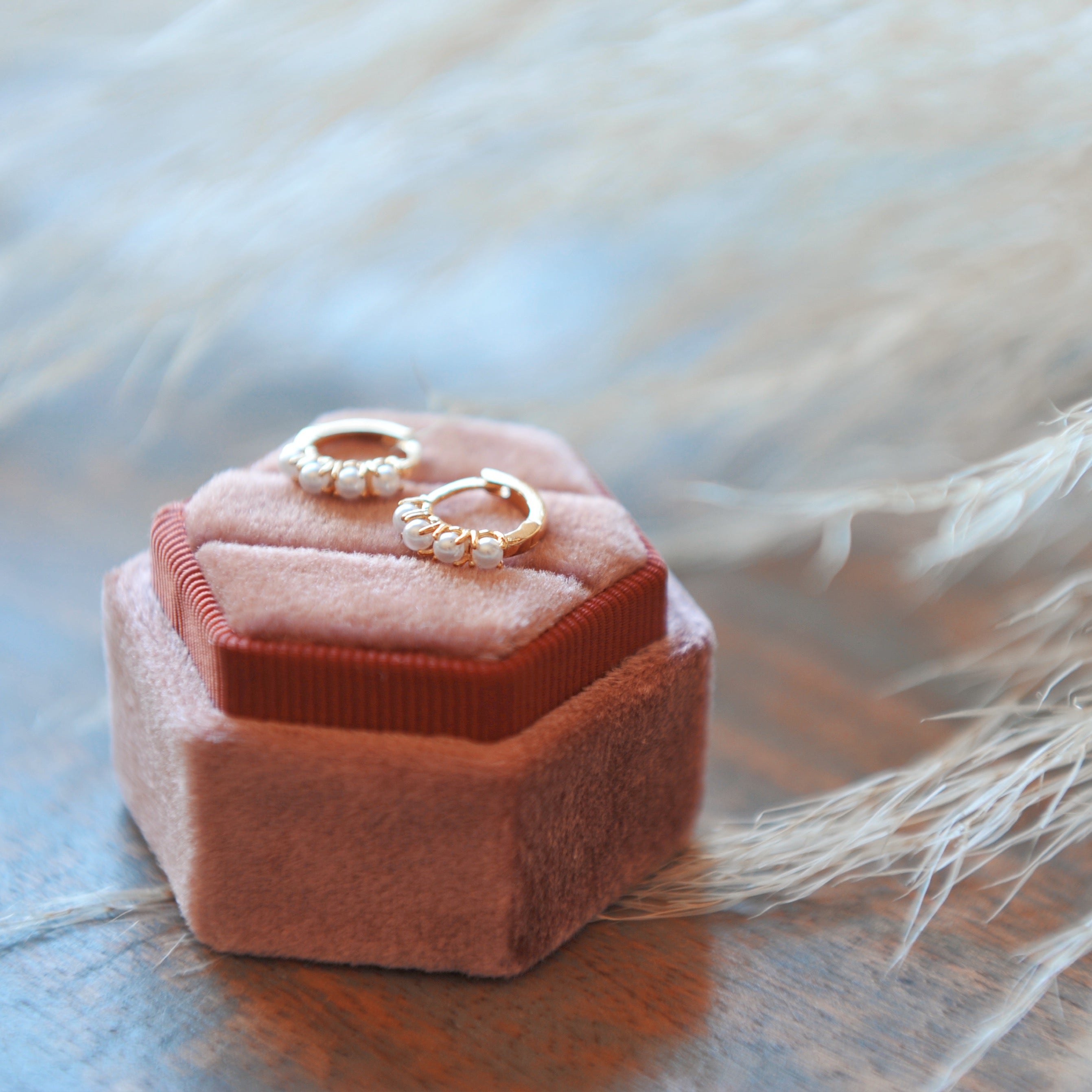 Pearl Huggie hoops