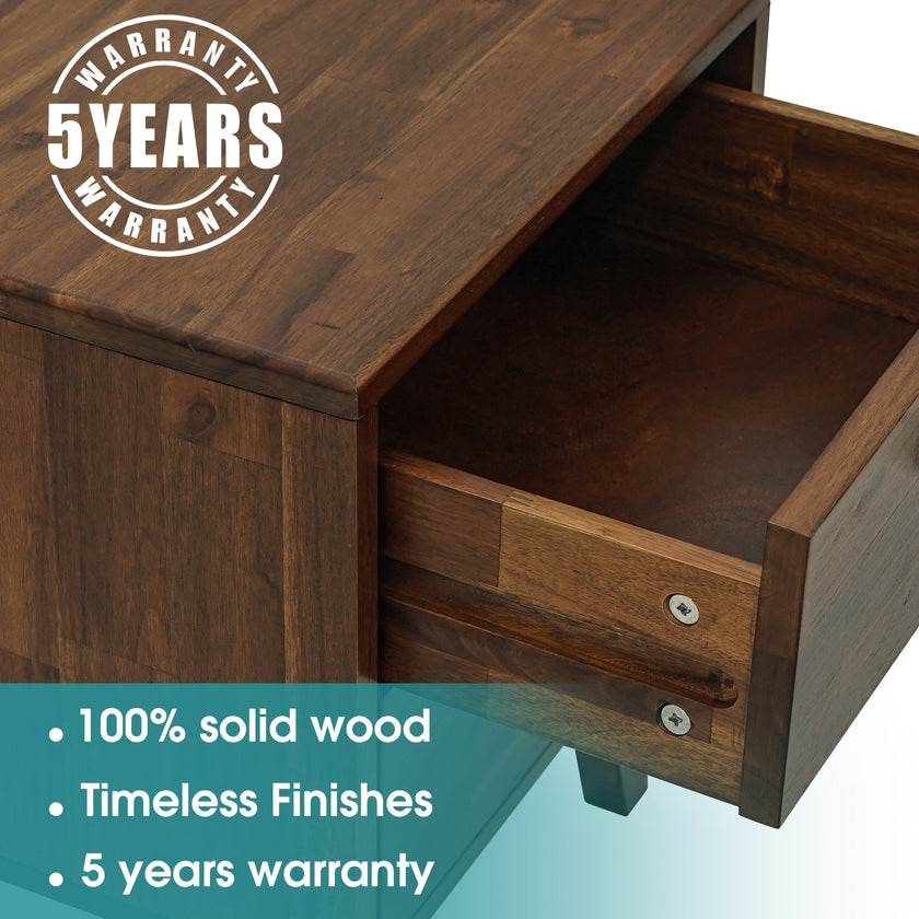 Silvia 2-Drawer Solid Wood Nightstand