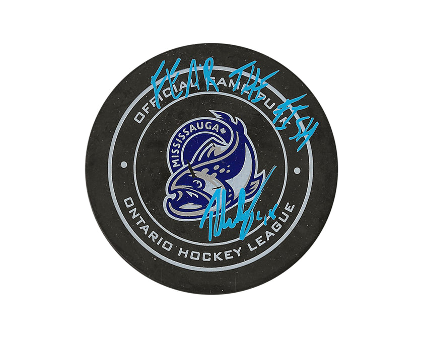 Thomas Harley Autographed Mississauga Steelheads Official Game Puck Inscribed 
