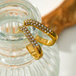 FIRLE Gold: Partial Pavé Zirconia Oval Hoop Earrings