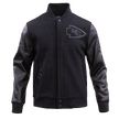 Veste universitaire en laine noire triple pour homme, NFL Kansas City Chiefs, FKC6410203-3BK