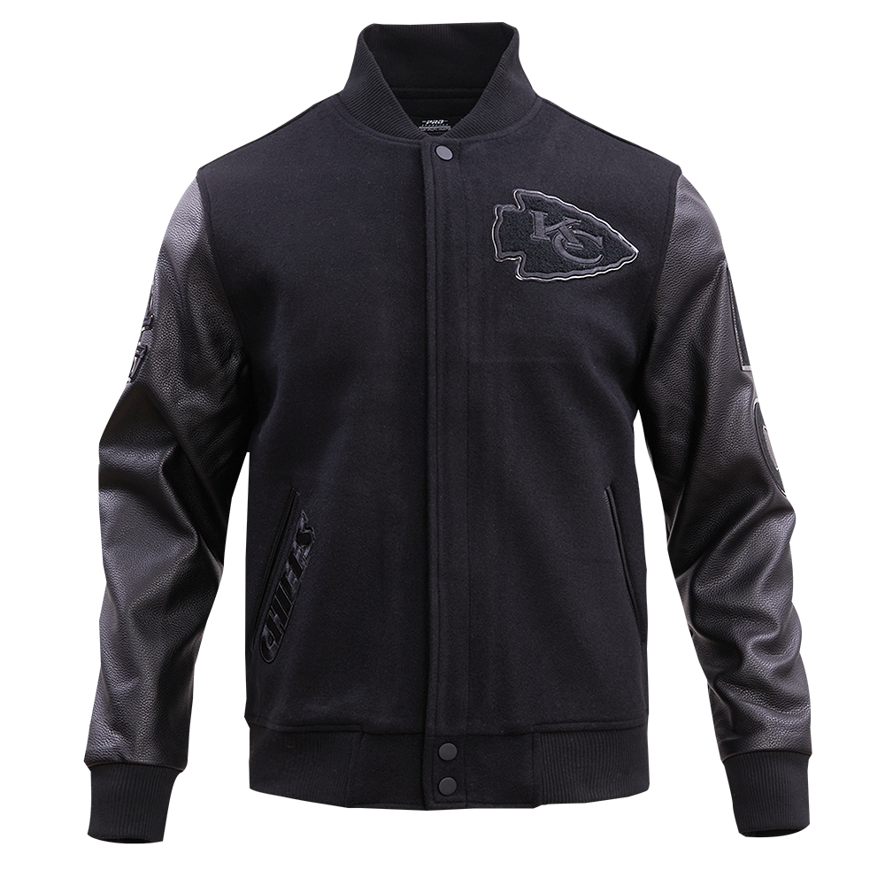 Veste universitaire en laine noire triple pour homme, NFL Kansas City Chiefs, FKC6410203-3BK