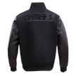 Veste universitaire en laine noire triple pour homme, NFL Kansas City Chiefs, FKC6410203-3BK