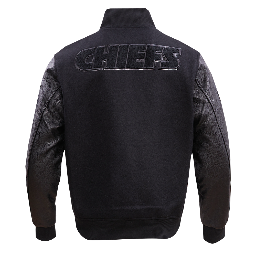 Veste universitaire en laine noire triple pour homme, NFL Kansas City Chiefs, FKC6410203-3BK