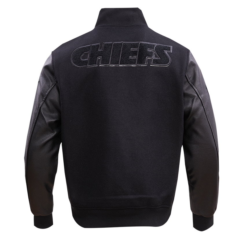 Veste universitaire en laine noire triple pour homme, NFL Kansas City Chiefs, FKC6410203-3BK