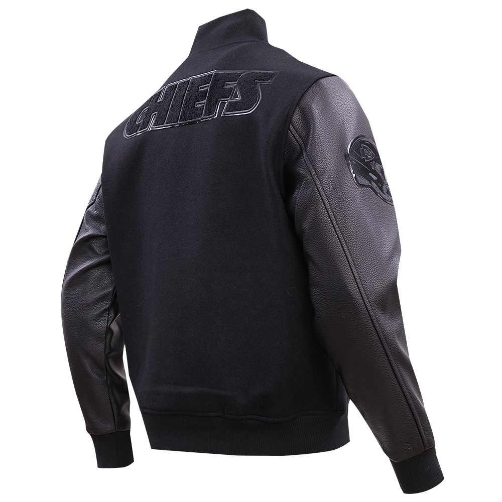 Veste universitaire en laine noire triple pour homme, NFL Kansas City Chiefs, FKC6410203-3BK