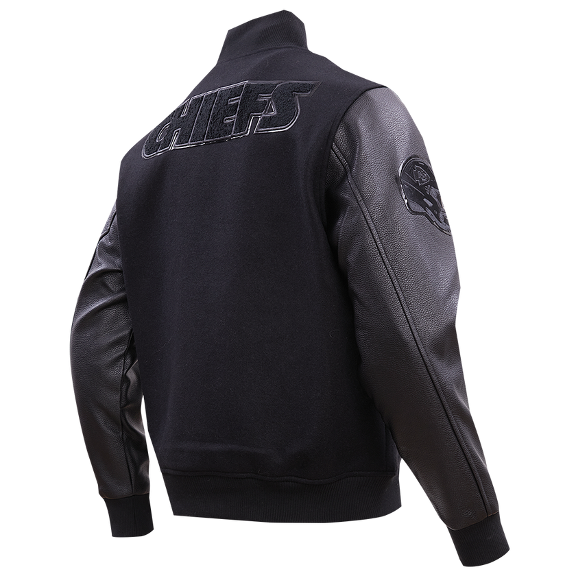 Veste universitaire en laine noire triple pour homme, NFL Kansas City Chiefs, FKC6410203-3BK