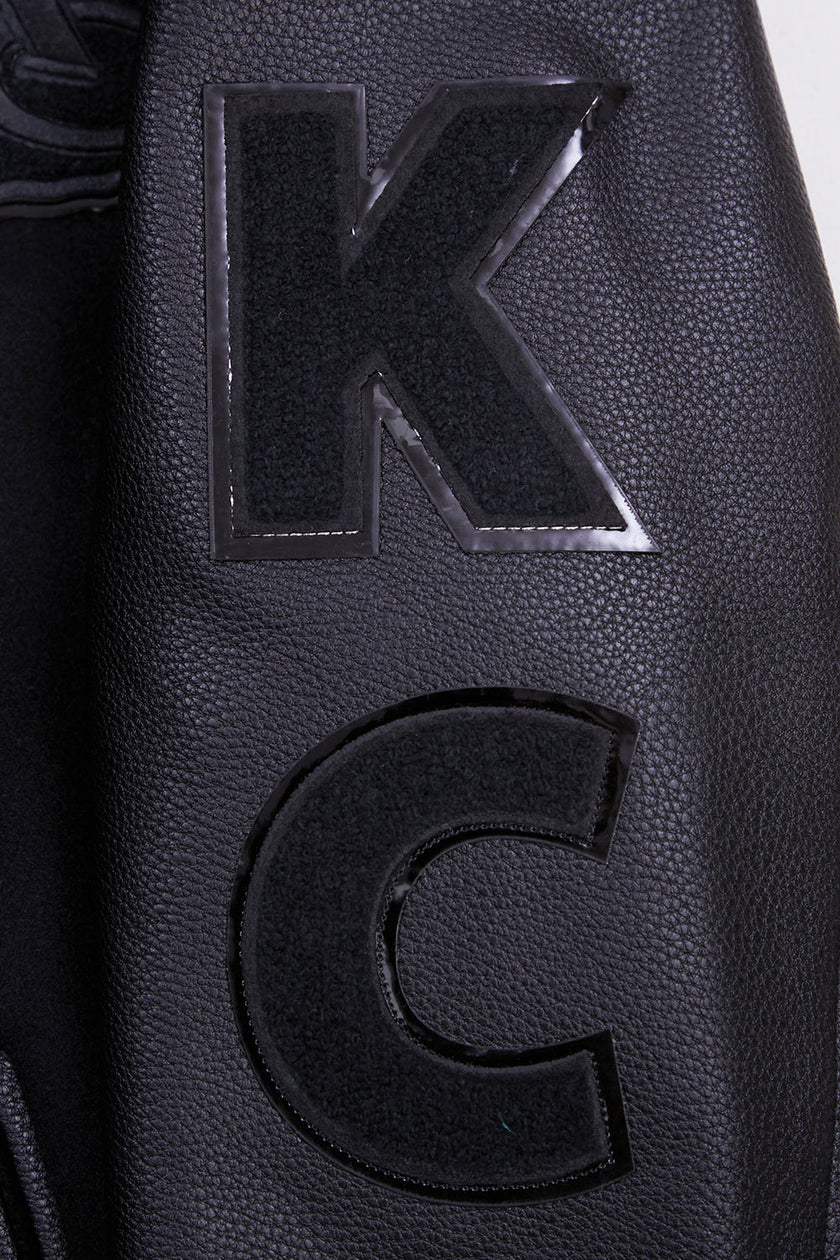 Veste universitaire en laine noire triple pour homme, NFL Kansas City Chiefs, FKC6410203-3BK