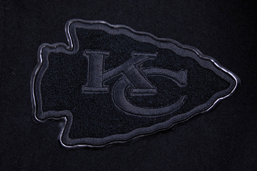 Veste universitaire en laine noire triple pour homme, NFL Kansas City Chiefs, FKC6410203-3BK