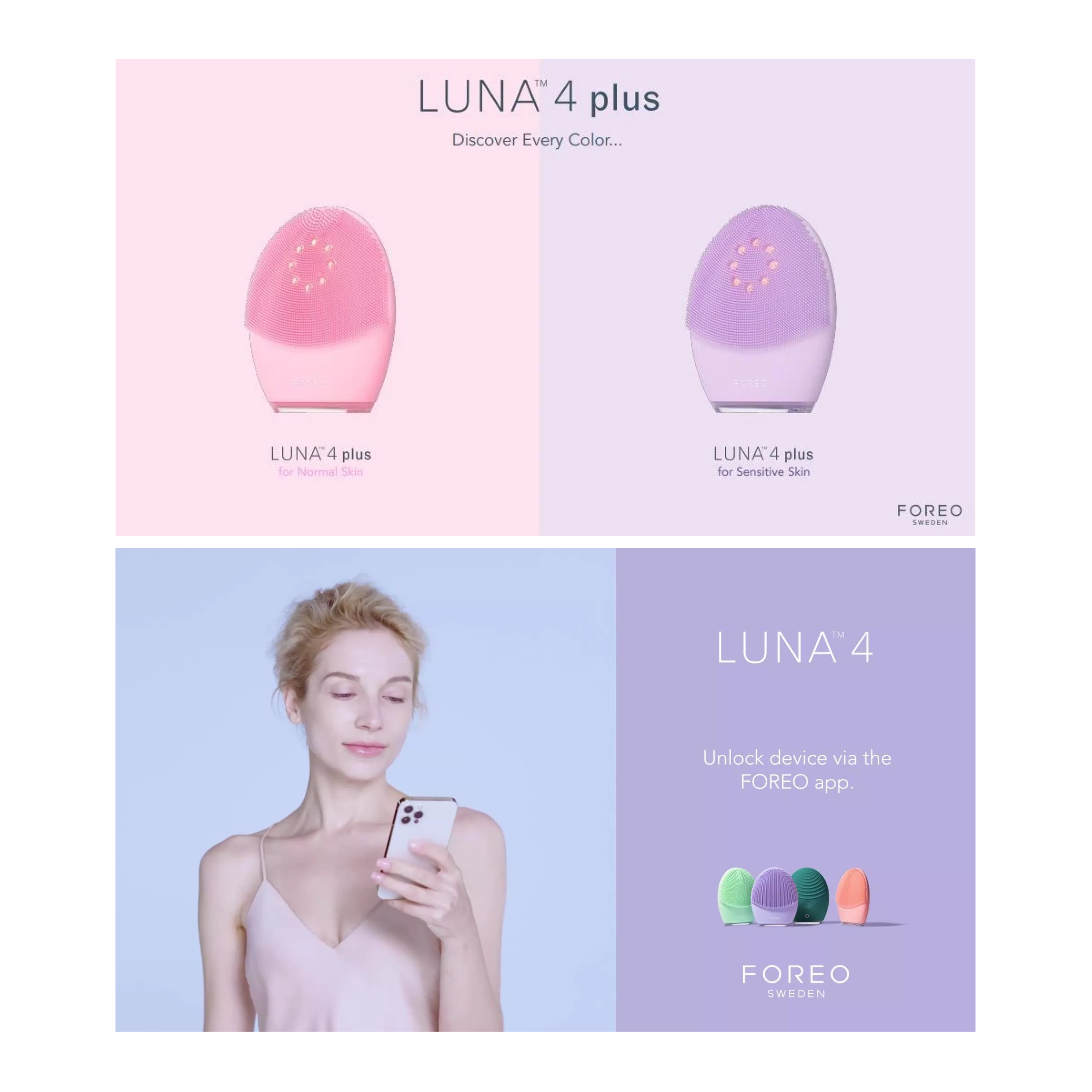 FOREO LUNA 4 Plus Smart Cleansing & Anti-Aging Device - Sensitive Skin