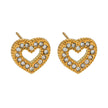 OREILLES FOREVER Gold : Boucles d'oreilles à puces serties de zircone (CZ) en forme de cœur éblouissante