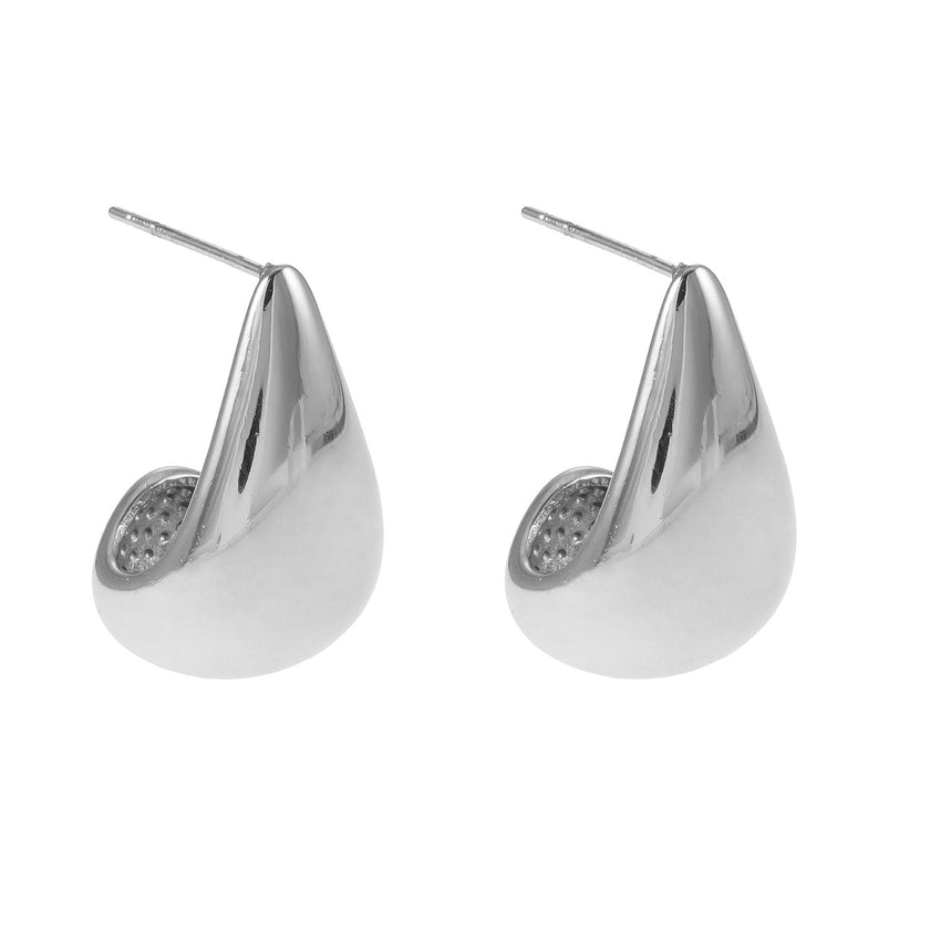 FORIA Or Blanc (Ton Argenté) : Boucles d'oreilles pendantantes en forme de goutte d'eau, look ample et poids léger - Une déclaration de confiance.