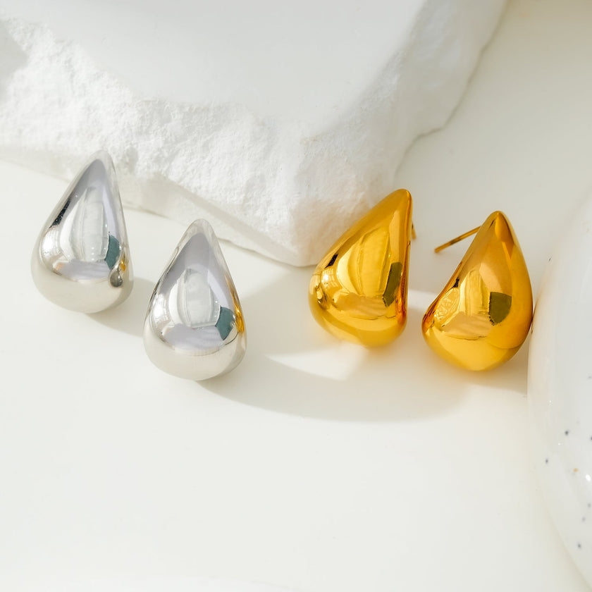 FORIA Or Blanc (Ton Argenté) : Boucles d'oreilles pendantantes en forme de goutte d'eau, look ample et poids léger - Une déclaration de confiance.