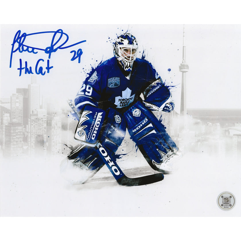 Felix Potvin Autographed Toronto Maple Leafs Skyline 8X10 Photo Inscribed 