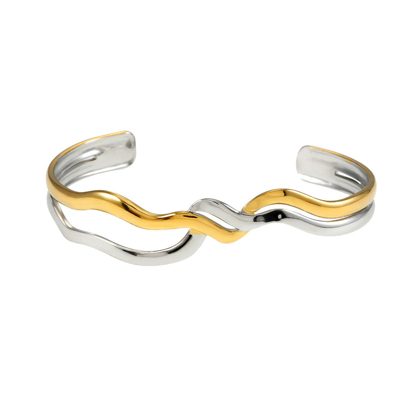 FREDRIKA : Bracelet géométrique abstrait et chic en métaux mixtes
