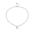 FRETTA: Radiant Star Shaped Pendant Zirconia Paper-Clip Chain Necklace in White Gold (Silver Toned)