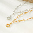 FRETTA: Radiant Star Shaped Pendant Zirconia Paper-Clip Chain Necklace in White Gold (Silver Toned)