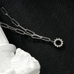 FRETTA: Radiant Star Shaped Pendant Zirconia Paper-Clip Chain Necklace in White Gold (Silver Toned)