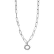 FRETTA: Radiant Star Shaped Pendant Zirconia Paper-Clip Chain Necklace in White Gold (Silver Toned)