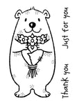Woodware Clear Singles Flower Bear 3 in x 4 in Stamp