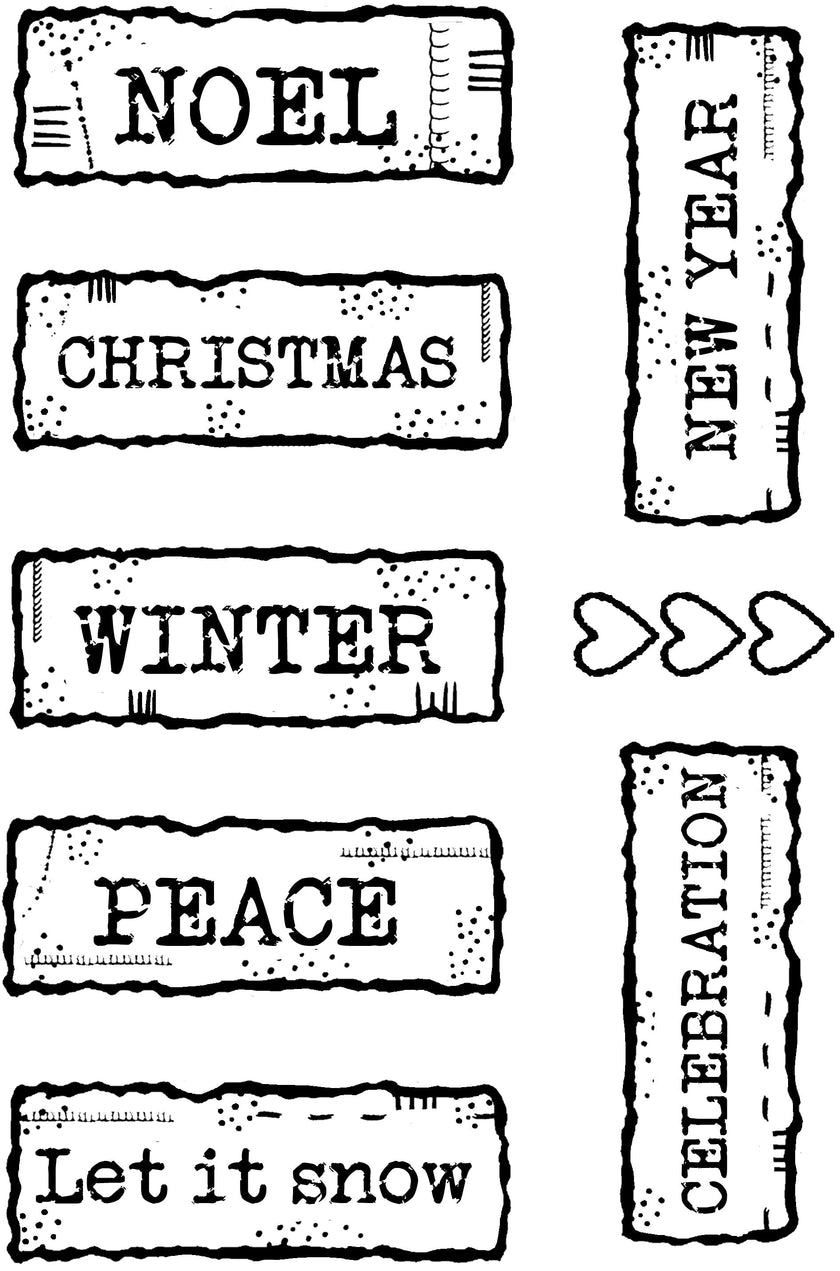 Woodware Clear Singles Christmas Junk Labels 3 in x 4 in Stamp
