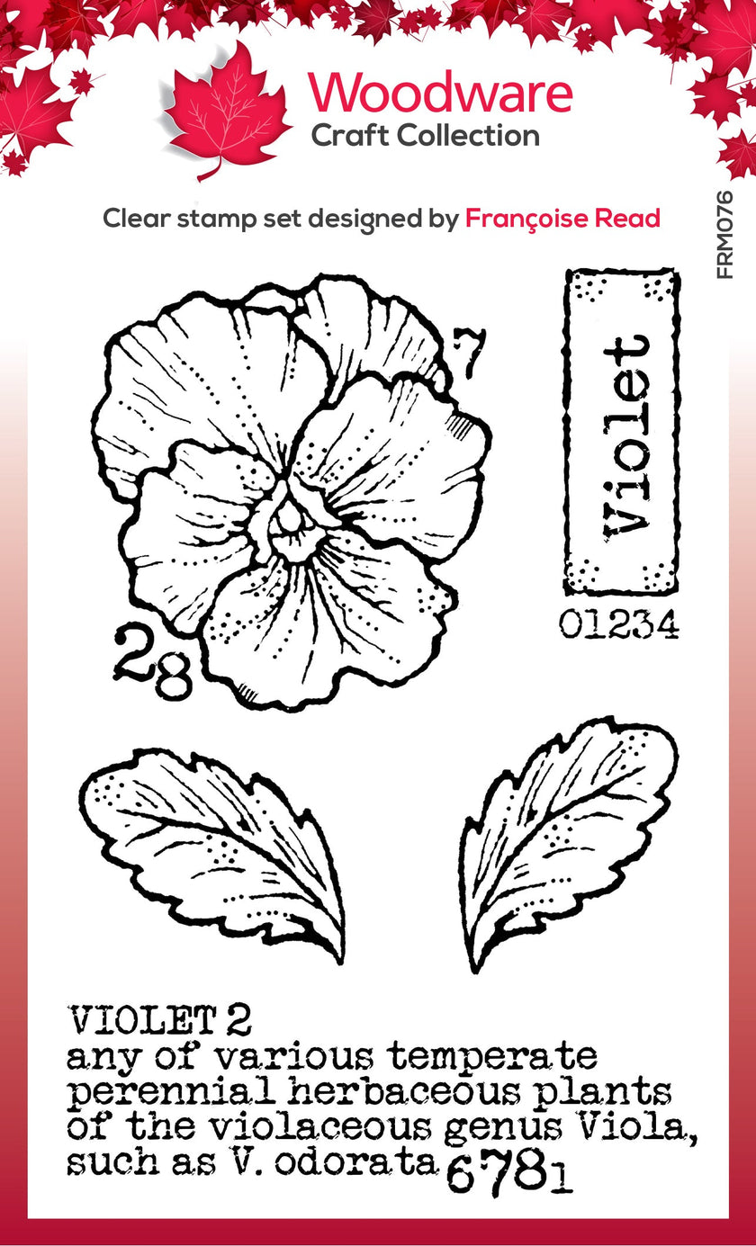 Woodware Clear Singles Mini Violet 3 in x 4 in Stamp Set