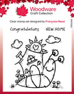 Woodware Clear Singles Happy House Snail 4 in x 4 in Stamp