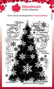 Woodware Clear Singles Snow Frosted Tree 4 in x 6 in Stamp Set