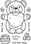 Woodware Clear Singles Honey Bear Gnome 4 in x 6 in Stamp Set