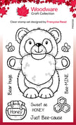 Woodware Clear Singles Honey Bear Gnome 4 in x 6 in Stamp Set