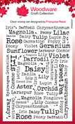 Woodware Clear Singles Flower Names 4 in x 6 in Stamp Set