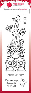 Woodware Clear Singles Floral Hat 8 in x 2.6 in Stamp
