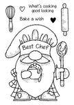 Woodware Clear Singles Gnome Chef 4 in x 6 in Stamp