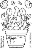 Woodware Clear Singles Flower Pot Gnome 4 in x 6 in Stamp